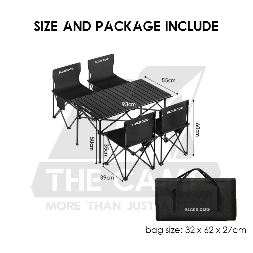 Blackdog Table Chair Set 1 Table 4 Chairs Carbon Steel Outdoor Camping CBD2550JJ037
