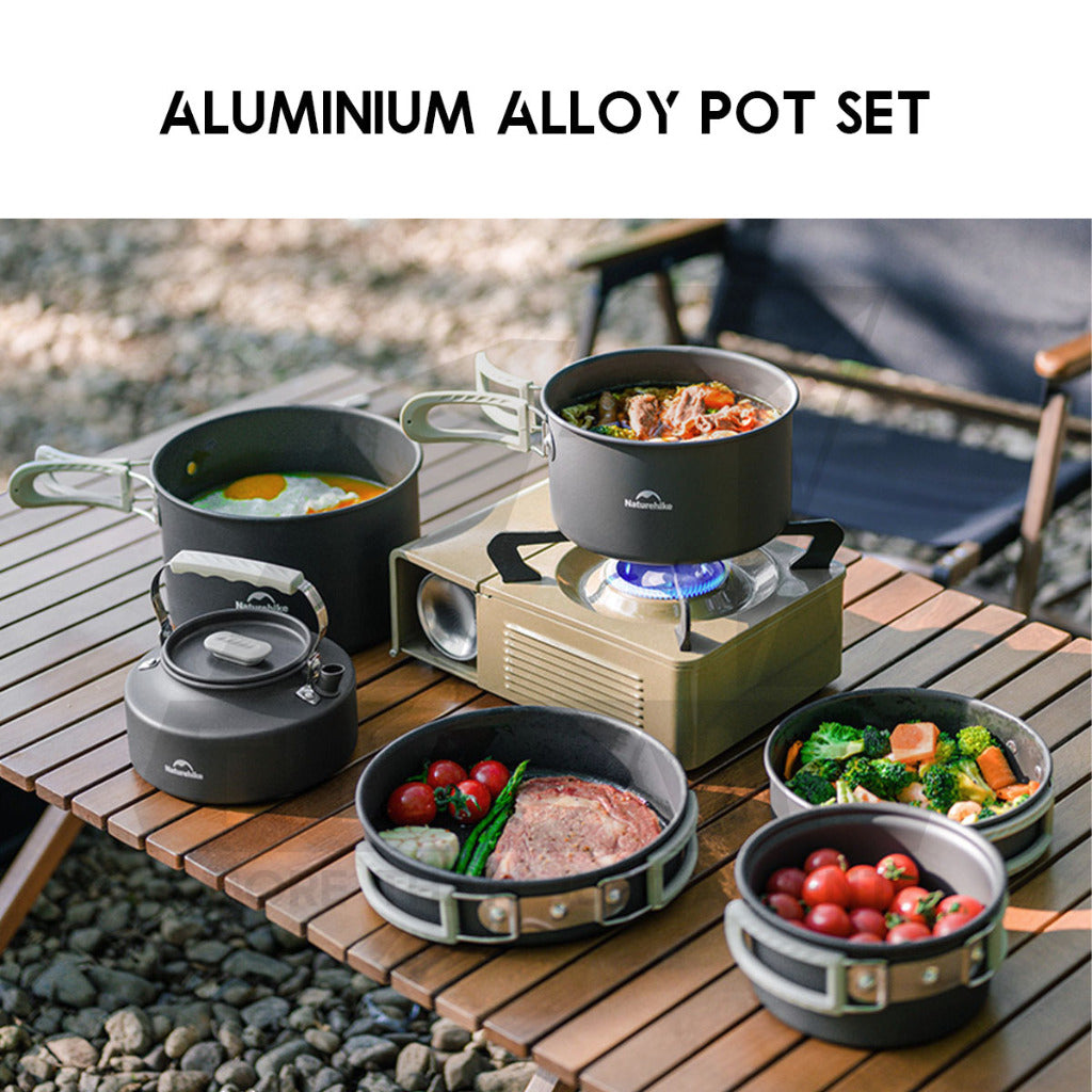Naturehike Aluminium Cookware Set Cooking Set Pot Set Kettle Pan Pot Camping Outdoor Picnic CNK2450CF010