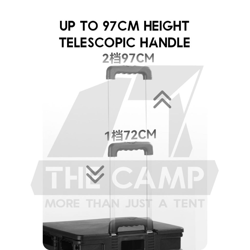 Blackdog 50L Wheel Storage Box with Telescopic Handle Foldable Shopping Cart Camping Wagon Trolley Compact CBD2450XB013