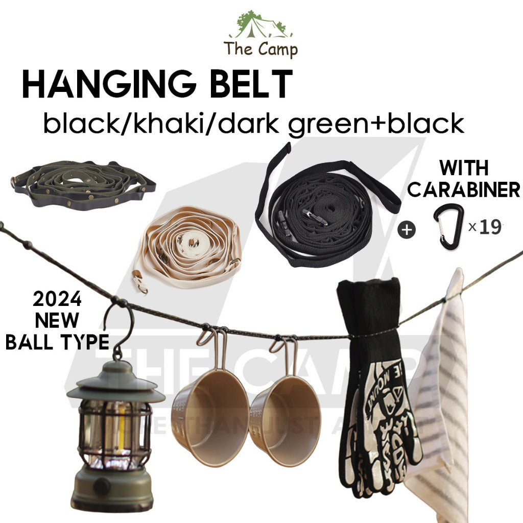 Outdoor Camping Hanging Strap Rope Tent Belt Light Hanger Hanging String Lanyard Hook Carabiner Buckle Black Shinetrip