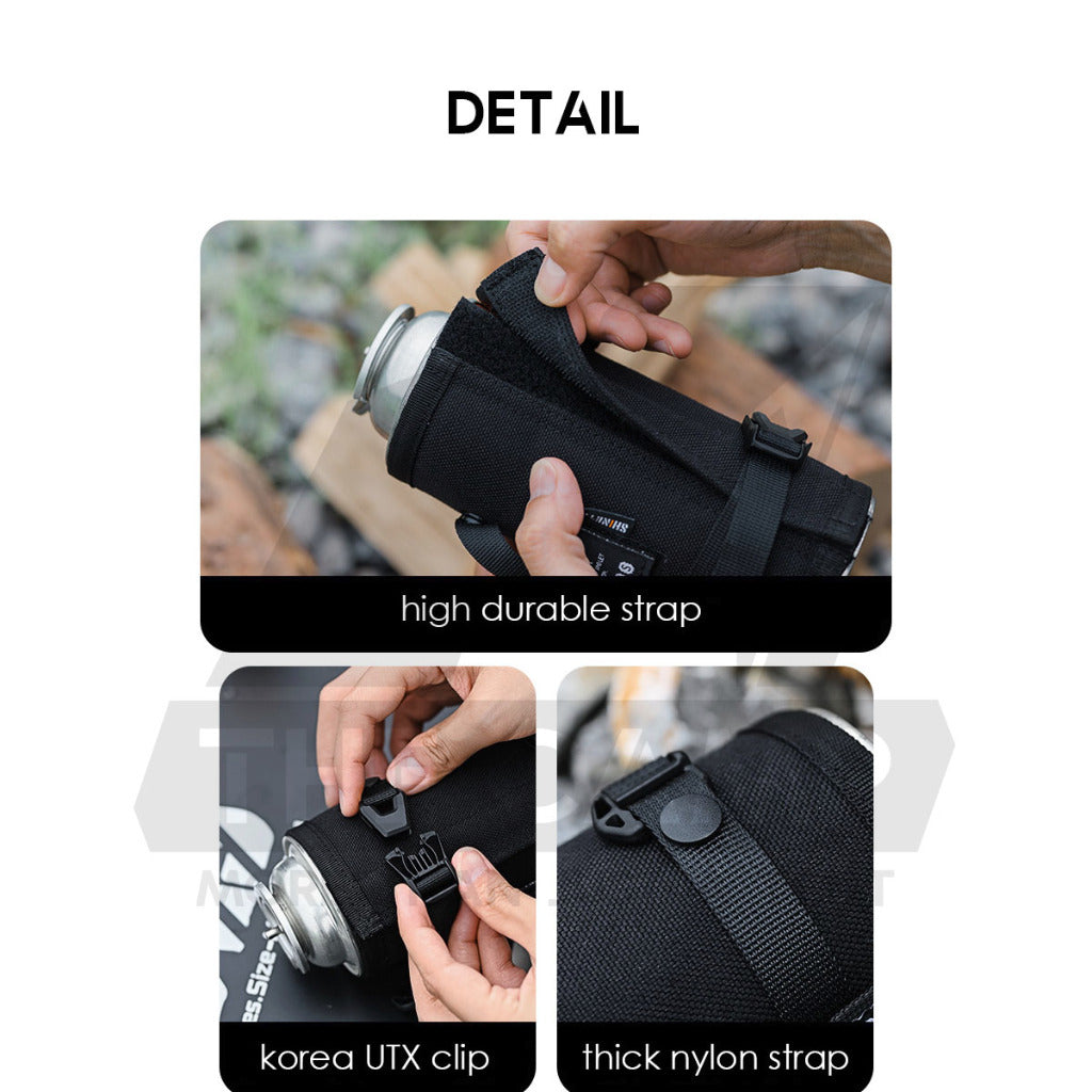 Shinetrip Tactical Gas Cover / Sleeve Outdoor Bottle Butane Protective Cover Case Black Cylinder Holder Velcro Patch