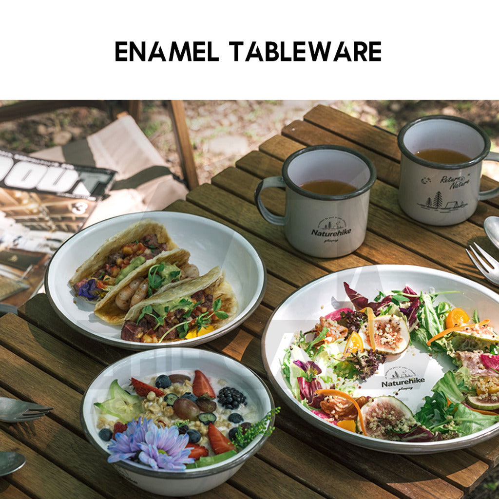 Naturehike Enamel Tableware Bowl Plate Cup Mug Outdoor Camping Cookware Black Limited Edition NH20SJ030