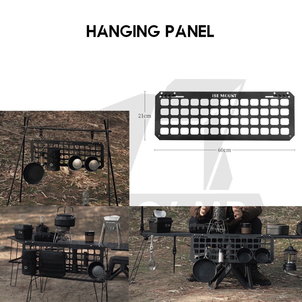 Iron Steel Mesh Camping Rack Table Foldable Portable Stacking Storage Rack Bamboo Wood Top Picnic Outdoor