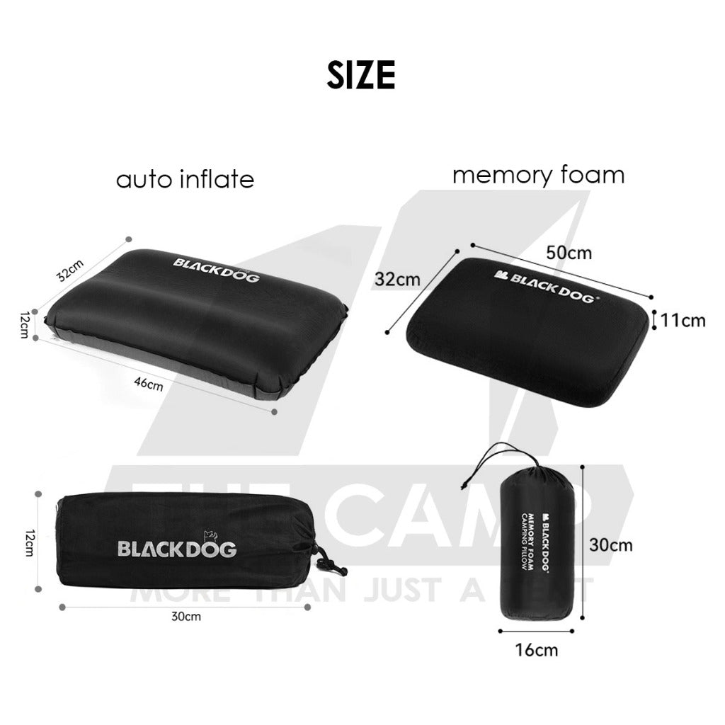 Blackdog Auto Inflation Sponge Memory Foam Pillow with Case Black for Bed Mattress Inflatable CBD2450WS045 BD-CQZ001