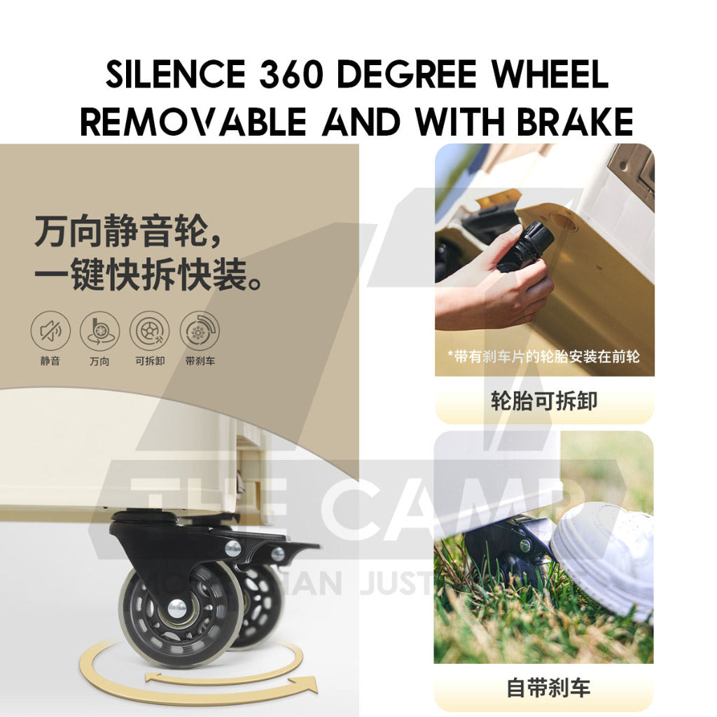 Naturehike 42L Storage Box with Telescopic Pull Handle Table Top Wheel Stackable Outdoor Camping Khaki CNK2450XB012