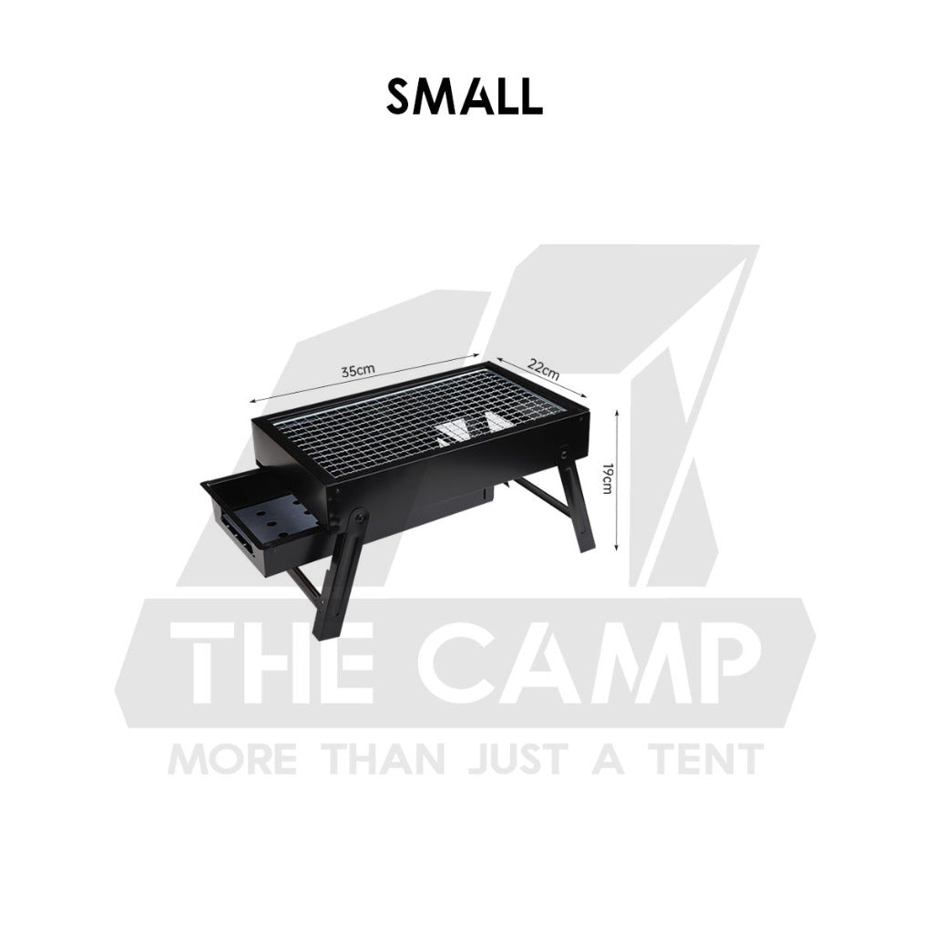 Portable Foldable BBQ Rack Grill Outdoor Camping Charcoal BBQ Stand Black Accessories Brush Skewer Seasoning Bottle