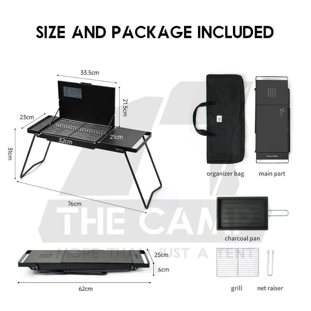 Naturehike Dual Use BBQ Grill Table Charcoal Mini Portable Foldable Outdoor Camping Rack Stove Frying Pan CNK2450CF014