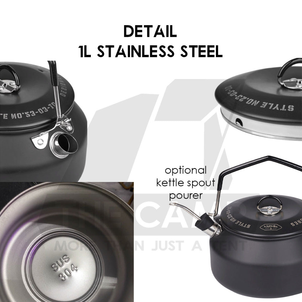 Wellhike SWS Outdoor Kettle 1L / 1.1L Stainless Steel / Aluminium Camping Teapot Coffee Pot Silicon Spout Pourer