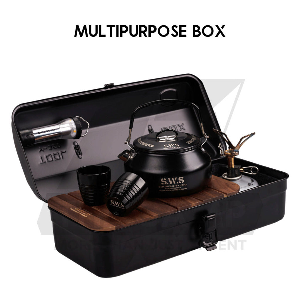 Wellhike SWS Tactical Tool Box Optional PU Handle Wood Plate Inner Bag Kettle Soto Stove Outdoor Camping Storage Case