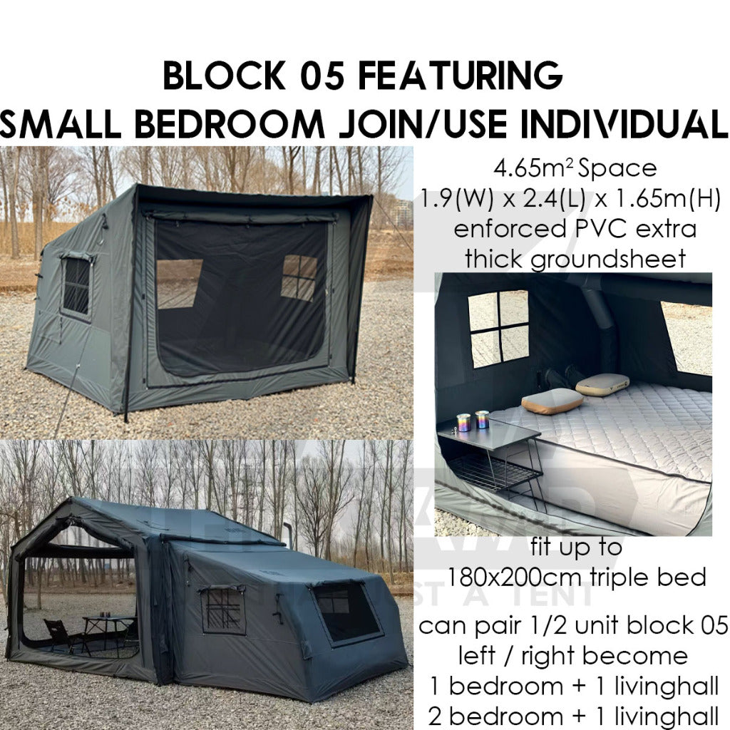 Spark Block 09 10 05 Air Tent Large Space Tactical Style Grey Black Khaki Beige Army Green Inflatable Khemah Angin Coody