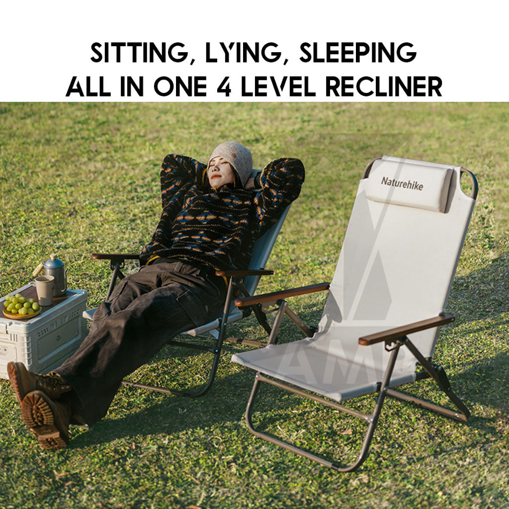 Naturehike T02 Recliner Chair with Arm Rest Portable Adjustable Outdoor Camping Kerusi Healing High Back CNK2550JJ012