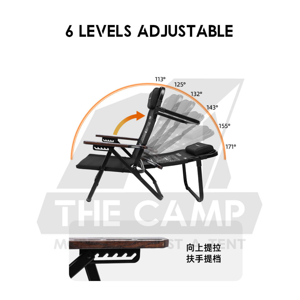 Shinetrip Full Recliner Chair Headrest 6 levels Reclining Sleeping Outdoor Camping High Back Extra Width Kerusi Healing