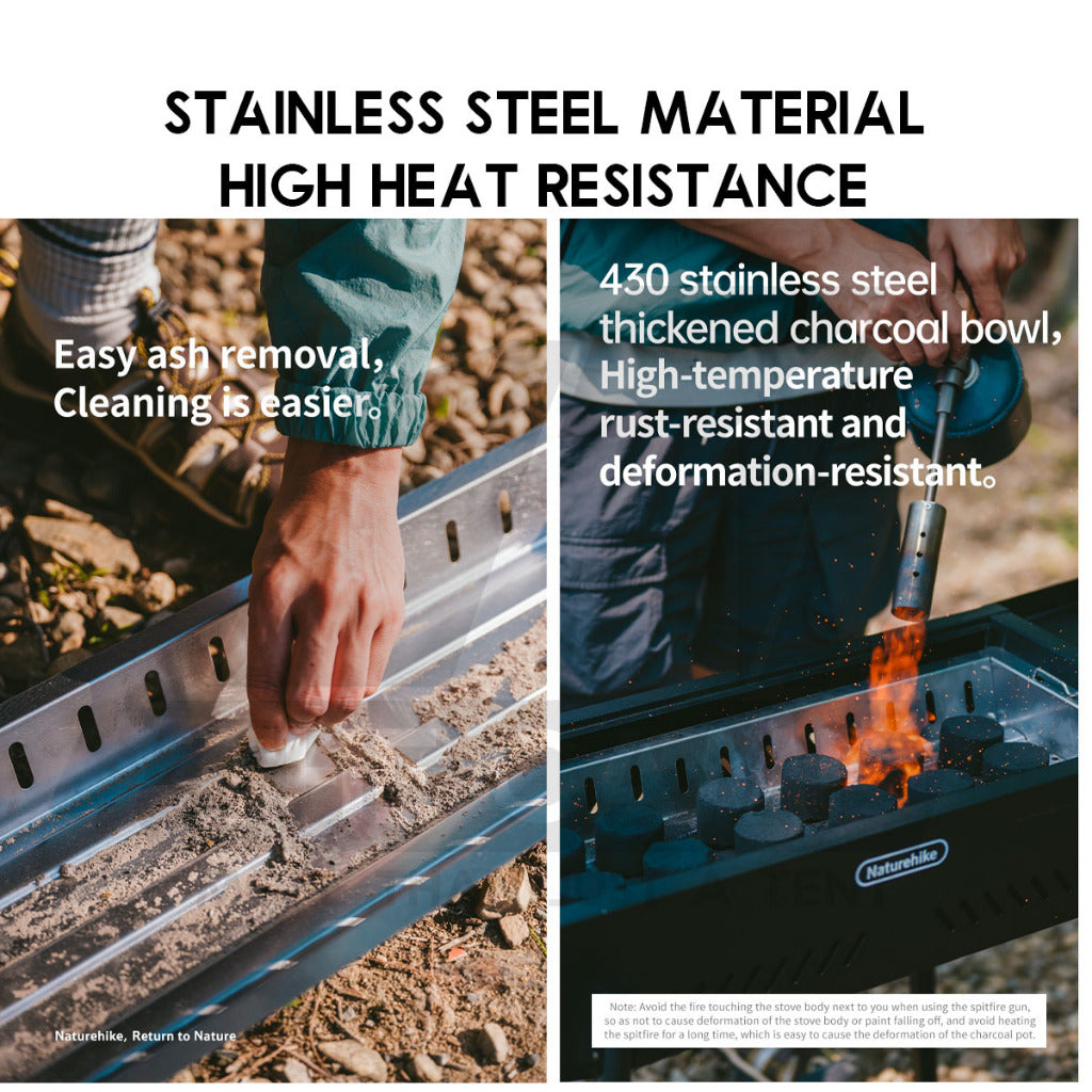 Naturehike Moyan Portable Charcoal BBQ Grill Stand Adjustable Height Stove Outdoor Camping Side Rack Shelf CNK2550CF013