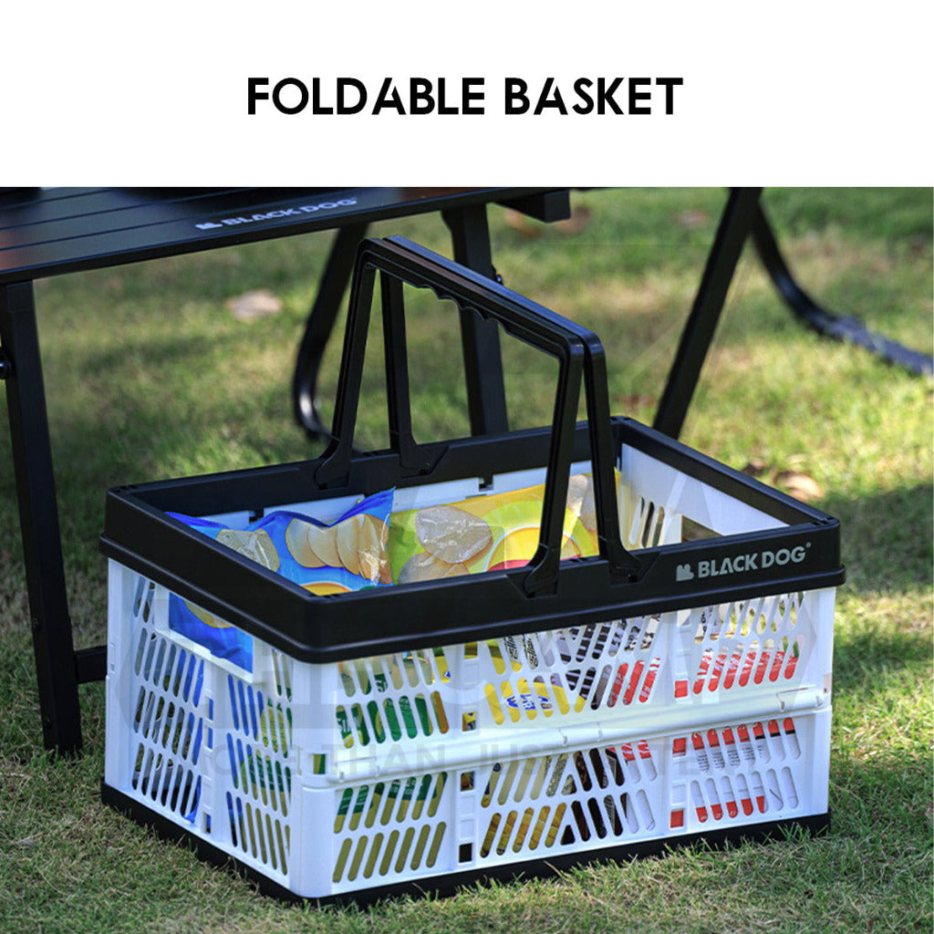 Blackdog Foldable Basket Folding Storage Box Outdoor Camping 26L Large Capacity Portable Compact Size Black CBD2450XB012