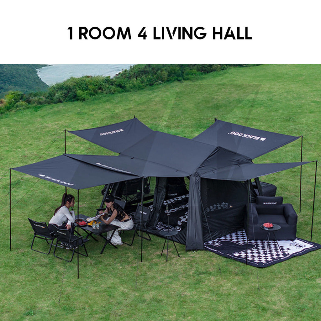 Blackdog Star Chaser 5.9 Auto Tent Outdoor Camping 1 Room 4 Hall Flysheet Vicore Village 6 Black CBD2450WS028
