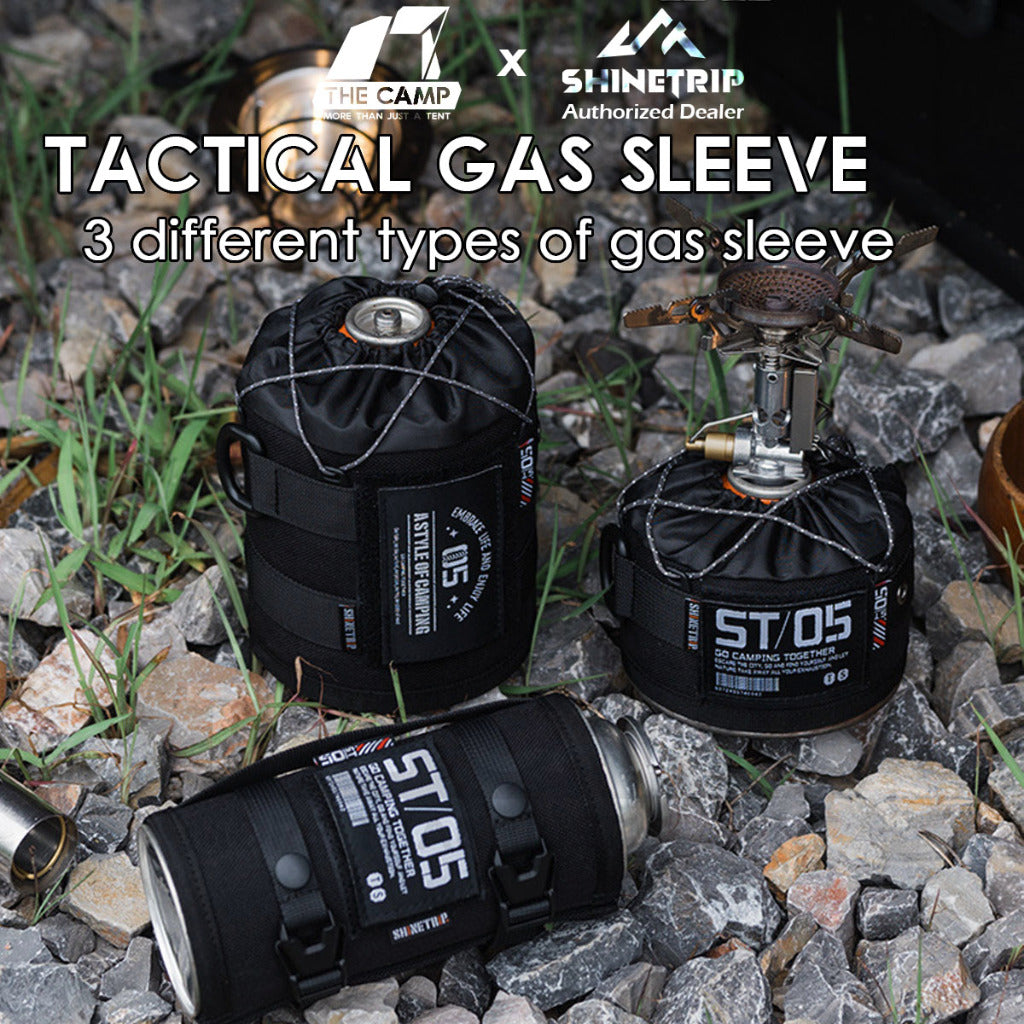 Shinetrip Tactical Gas Cover / Sleeve Outdoor Bottle Butane Protective Cover Case Black Cylinder Holder Velcro Patch