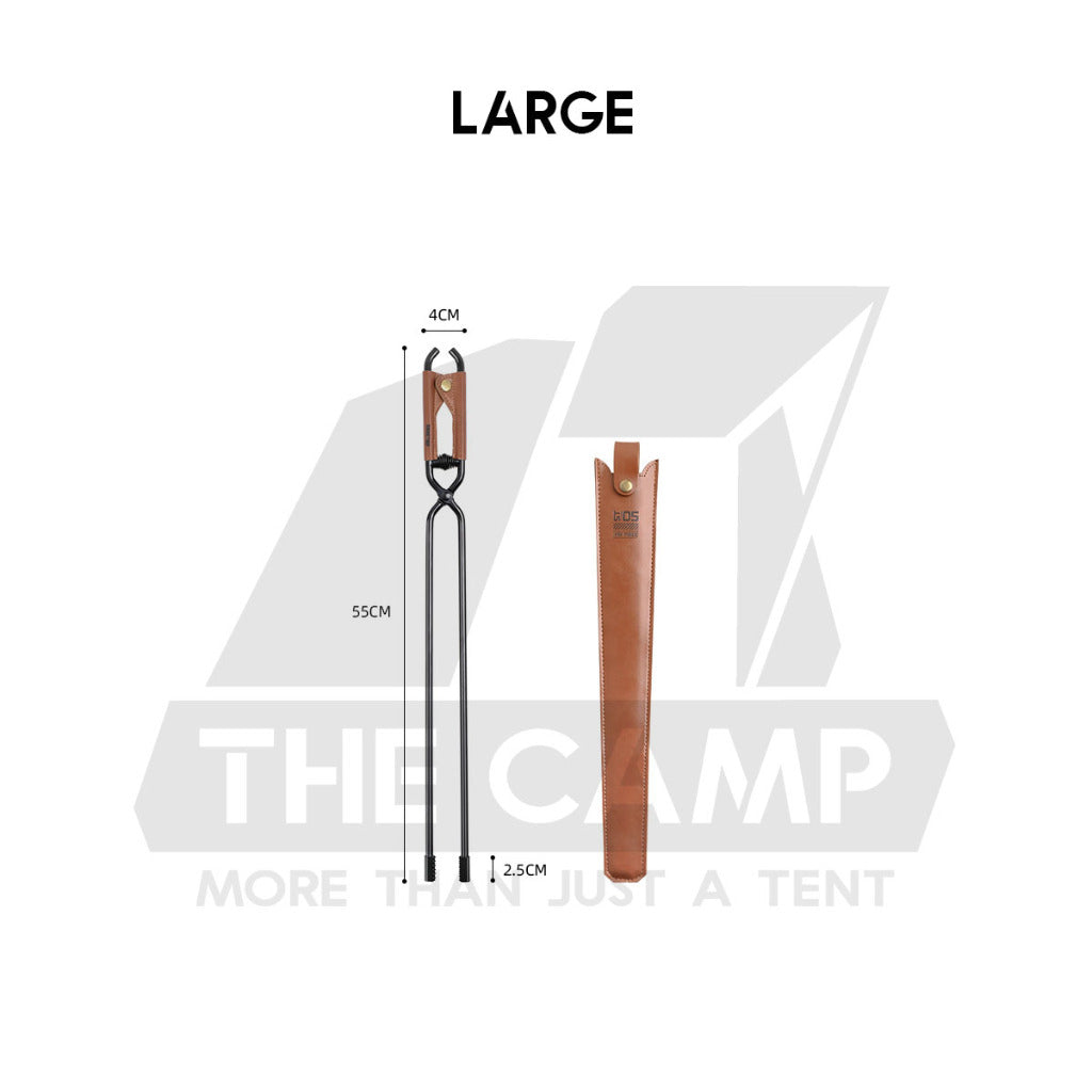 Shinetrip Charcoal Tong Clip Clamp Holder with Leather Pouch Spring Anti Fatique BBQ Firewood Ash Metal Tongs