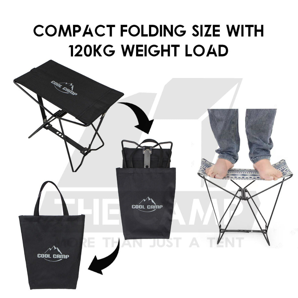 Coolcamp Foldable Stool Multipurpose Folding Rack Table Kermit Moon Chair Leg Rest Compact Size Black