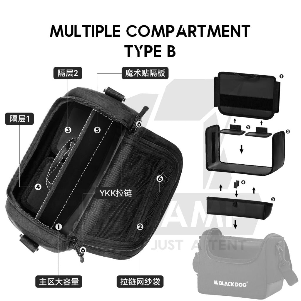 Blackdog Sling Shoulder Bag Outdoor Camping Travel Messenger Satchel Wallet Black Beg Unisex CBD2450XB017 CBD2450XB018