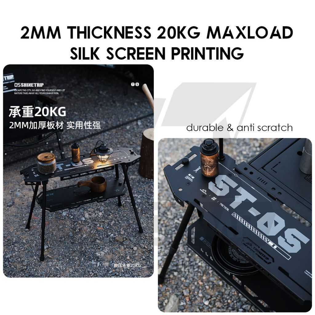 Shinetrip Skateboard Rack Table ST05 Tactical IGT Series Folding Table Shelf Storage Aluminum Alloy Meja Rak Khemah