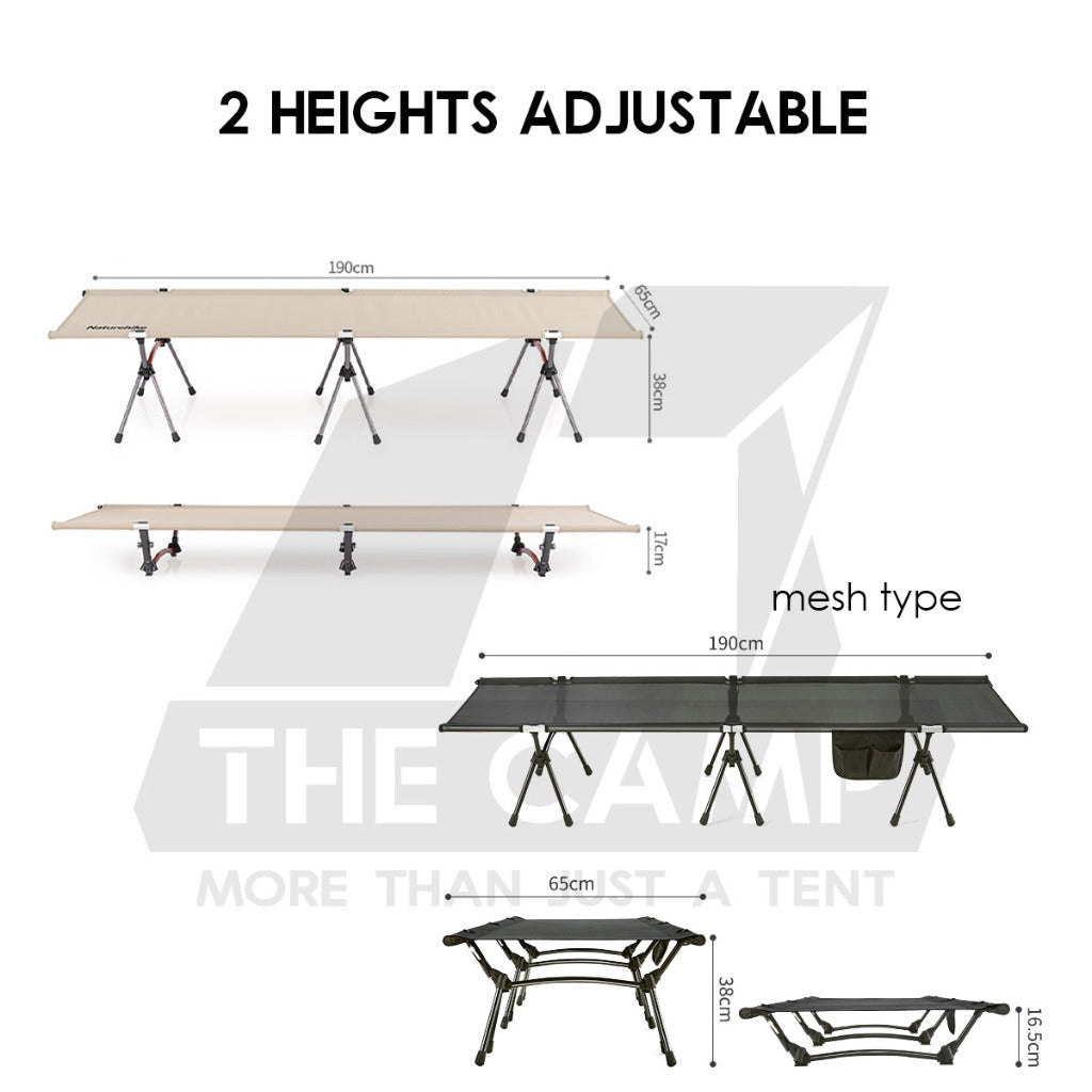Naturehike Adjustable Height Camping Mesh Cot Foldable Sleeping Mat Outdoor Bed Mattress NH19JJ006 NH22JU028