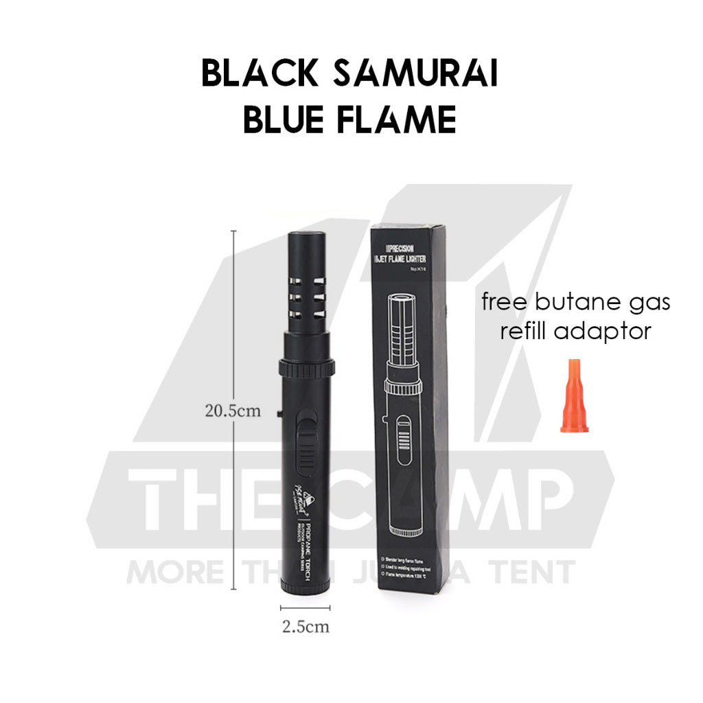 Black Samurai Fire Torch Outdoor Camping Blue Jet Flame Gun Butane Gas Burner Portable Metal Lighter Pemetik Api
