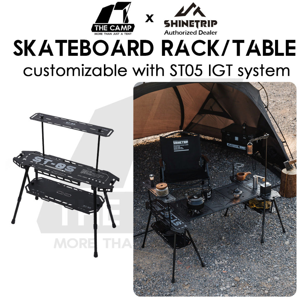 Shinetrip Skateboard Rack Table ST05 Tactical IGT Series Folding Table Shelf Storage Aluminum Alloy Meja Rak Khemah