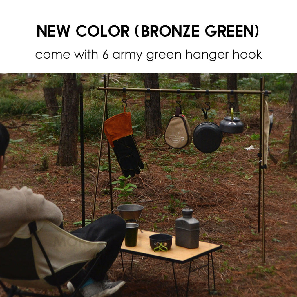 Outdoor Triangle Hanging Rack Aluminum Mesh Camping Hanger Cookware Tripod Shelf Stand Tableware Organizer Double Level