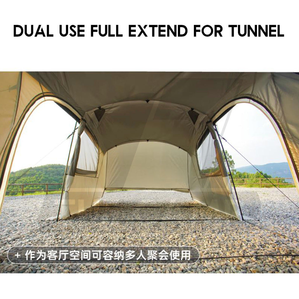 Vidalido SanStay Tunnel Tent with Optional TPU Door Outdoor Camping 1 Bedroom 2 Living Rooms Silver Poon Saan Cabin