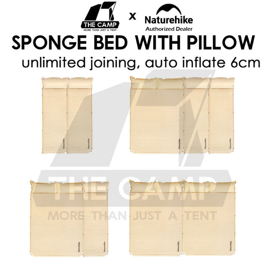 Naturehike Sponge Bed with Pillow Auto Inflate 6cm Joinable Outdoor Camping Mattress Inflatable Pad Tilam CNK2300DZ014