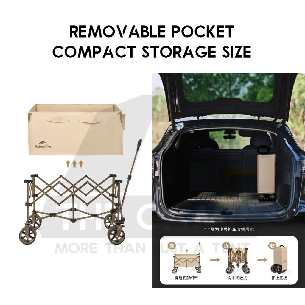 Naturehike JL Wagon Trolley Outdoor Camping Cart with Brake 10cm Thick Wheel 140L 280L 340L Black CNK2450JJ017