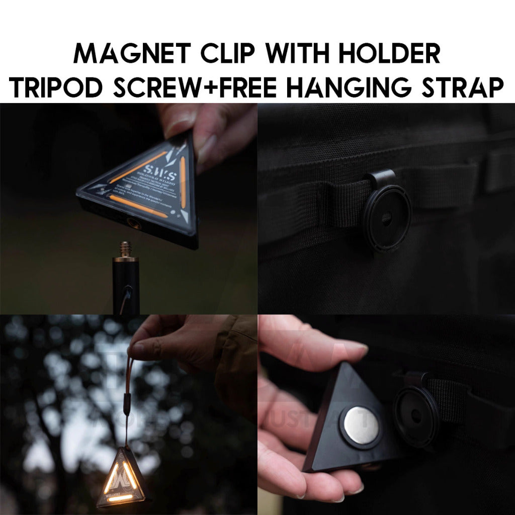 Wellhike SWS Triangle Badge Light Touch Sensor Outdoor Camping Rope Hanging Warning Lamp Flashlight Safety Lampu Tali