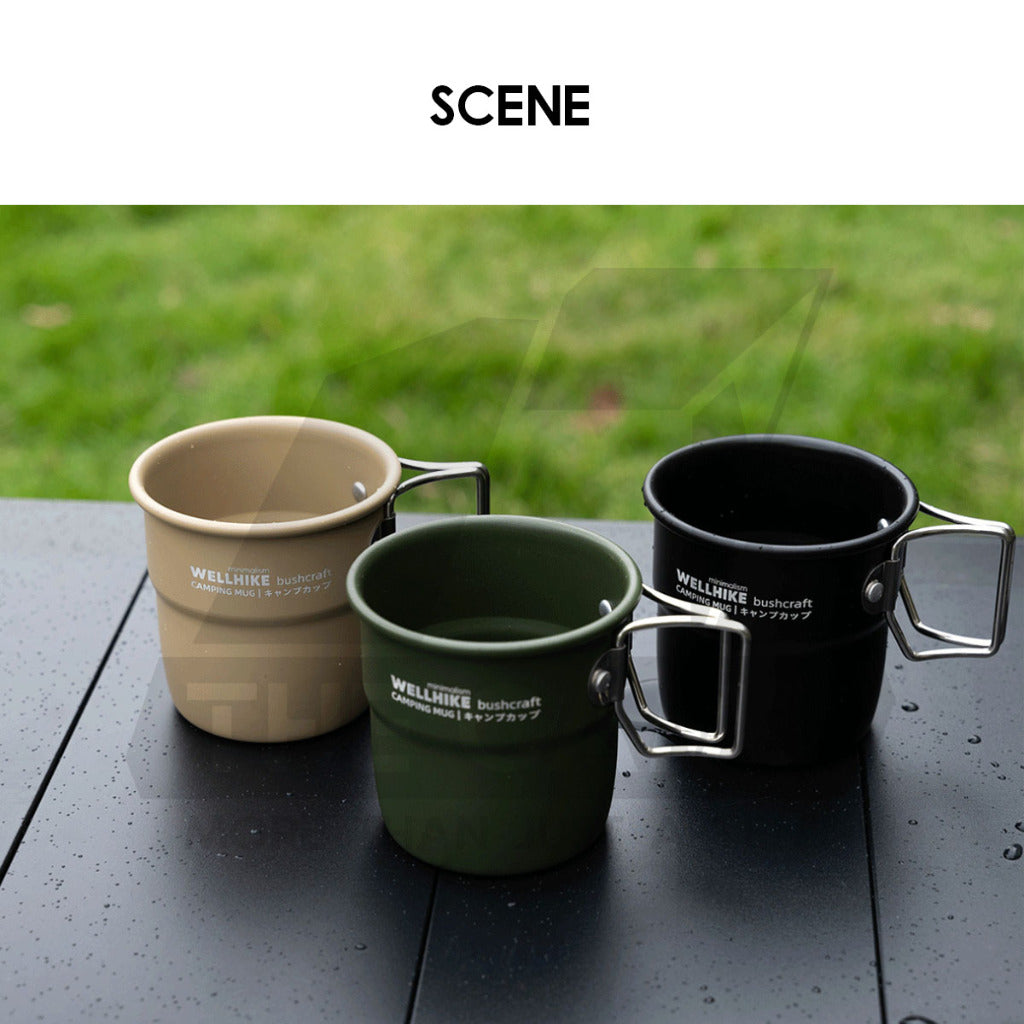 Wellhike SWS Foldable Cup 300ml with Handle Aluminium Folding Mug Outdoor Camping Cawan Anti Hot Coffee Cup
