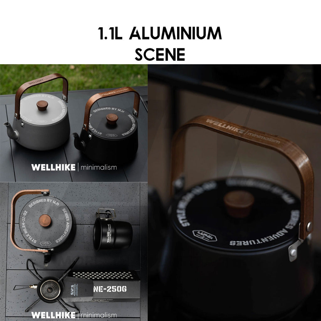 Wellhike SWS Outdoor Kettle 1L / 1.1L Stainless Steel / Aluminium Camping Teapot Coffee Pot Silicon Spout Pourer