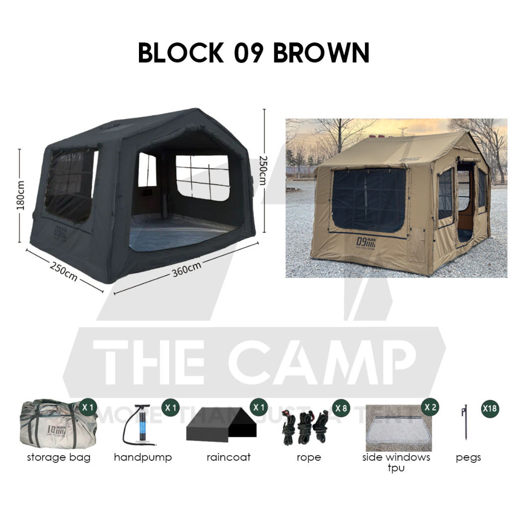 Spark Block 09 10 05 Air Tent Large Space Tactical Style Grey Black Khaki Beige Army Green Inflatable Khemah Angin Coody