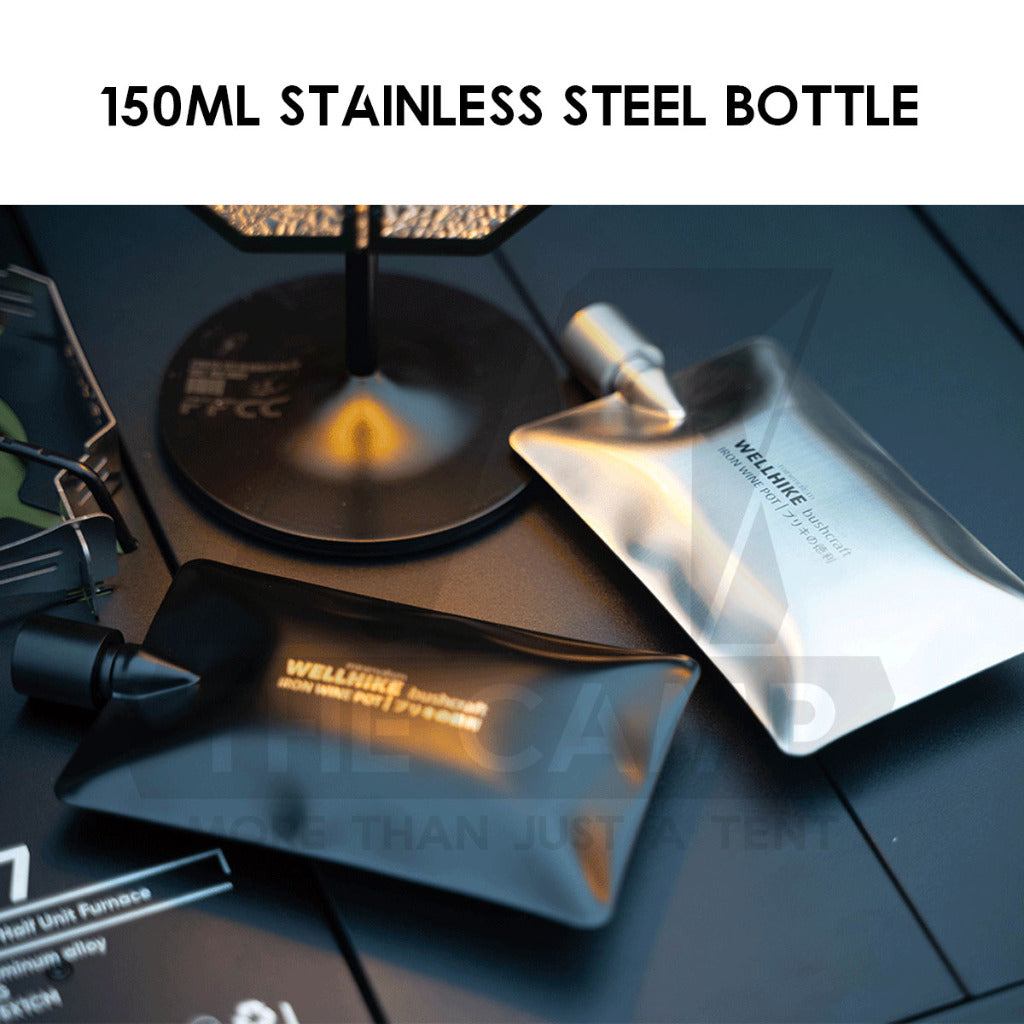 Wellhike SWS Stainless Steel Bottle 150ml Precise Cutting Tactical Style Black Silver