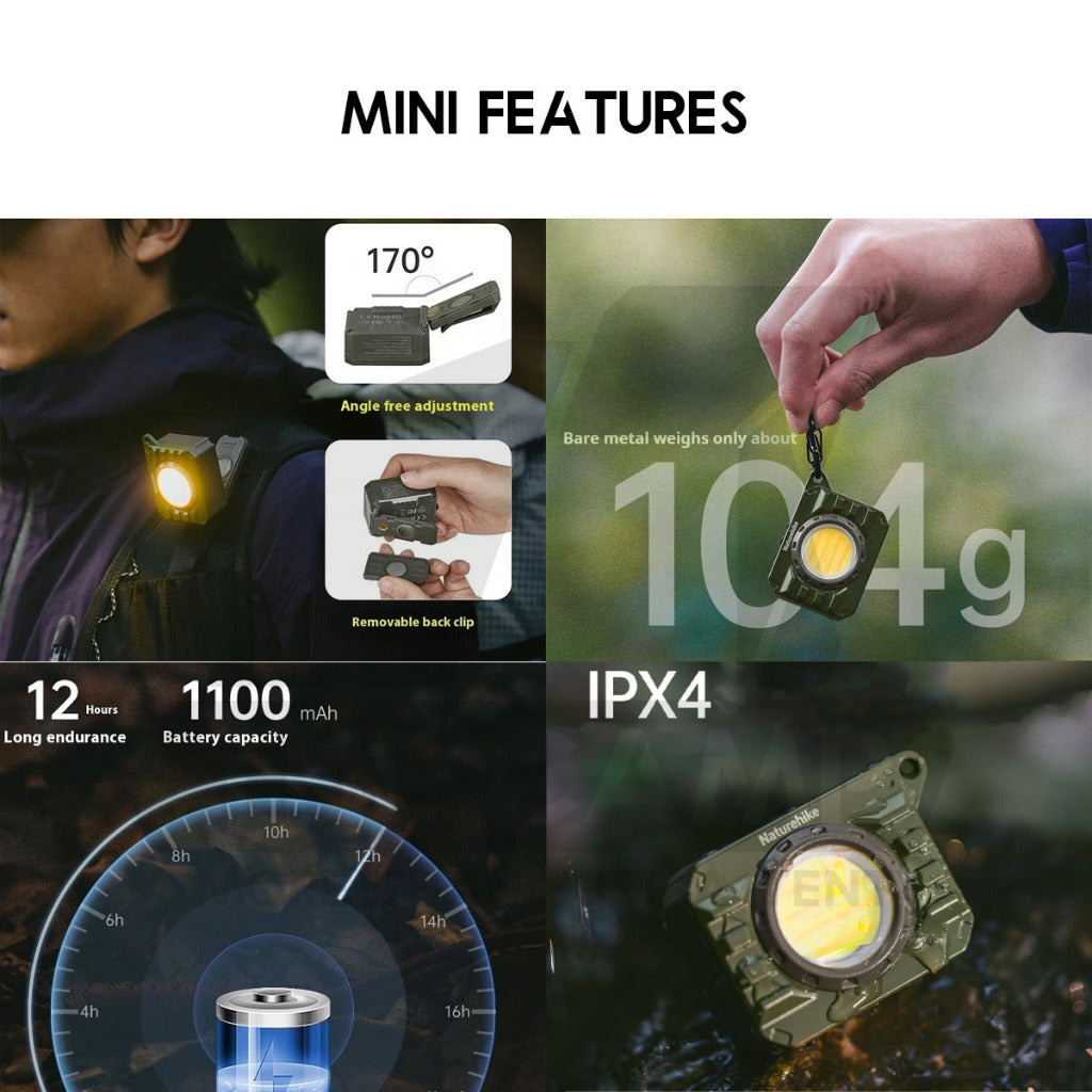 Naturehike Floodlight Lamp Large / Mini Pocket Hanging Light Outdoor Camping Lampu Spotlight CNK2300012 CNK2450ZM014