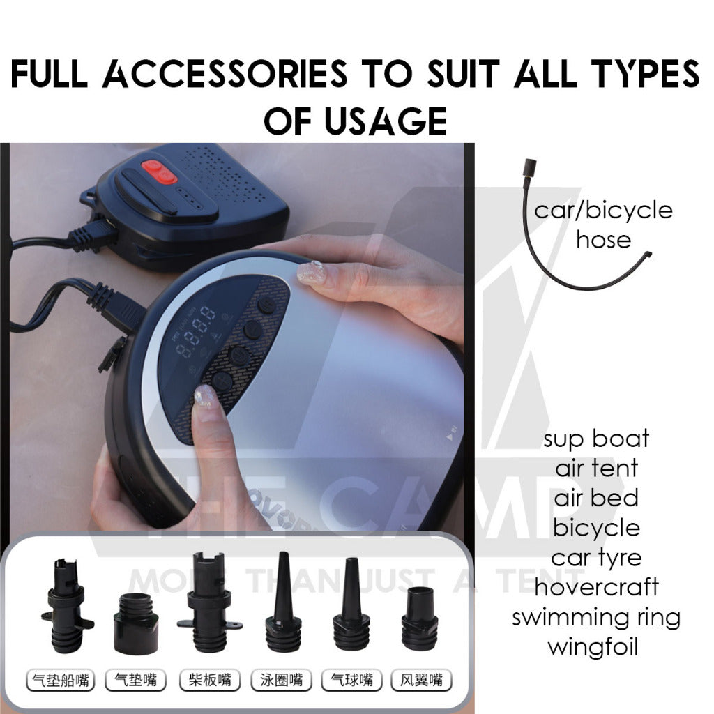 Lovork Air Pump High Pressure High Low Volumn Dual Pump Design Battery Pack Air Tent Bed SUP Boat Swimming Pool Car