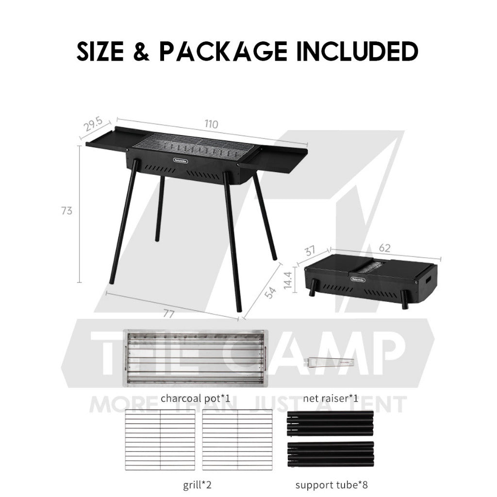 Naturehike Moyan Portable Charcoal BBQ Grill Stand Adjustable Height Stove Outdoor Camping Side Rack Shelf CNK2550CF013