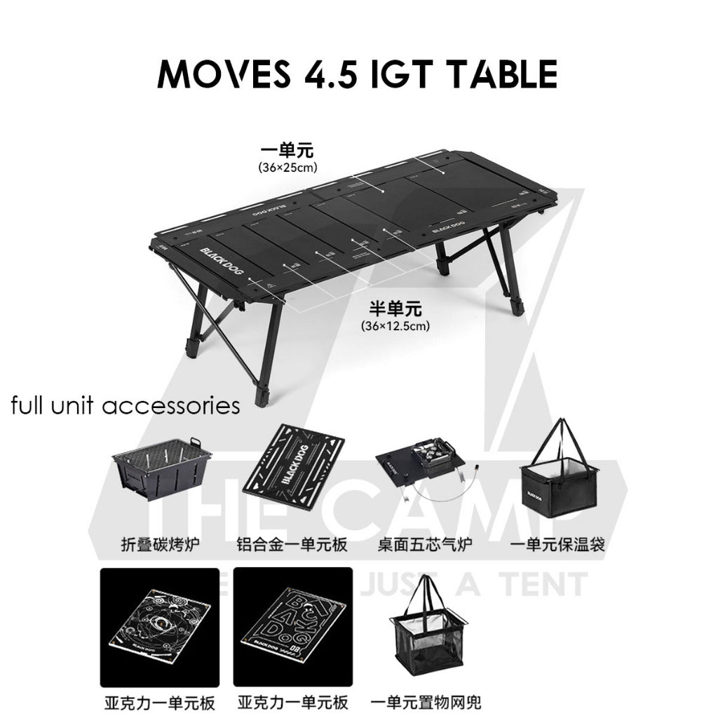 Blackdog Moves 4.5 IGT Table Accessories Acrylic Panel Rack Stove BBQ Stove Connector Corner Water Dispenser Mesh Bag