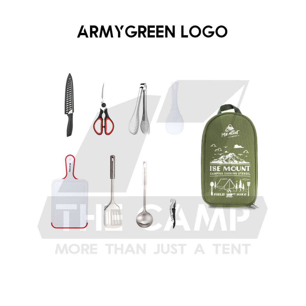 9 in 1 Cooking Utensil Kit Camping Picnic Cookware Hiking Knife Spoon Fork Stove Cooking Spatula Utensils