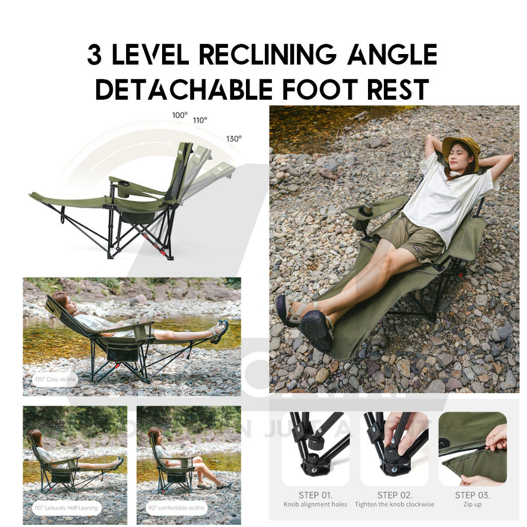 Naturehike T05 Reclining Chair with Mesh Head Rest Foot Rest Recliner Outdoor Camping Kerusi Healing CNK2550JJ023