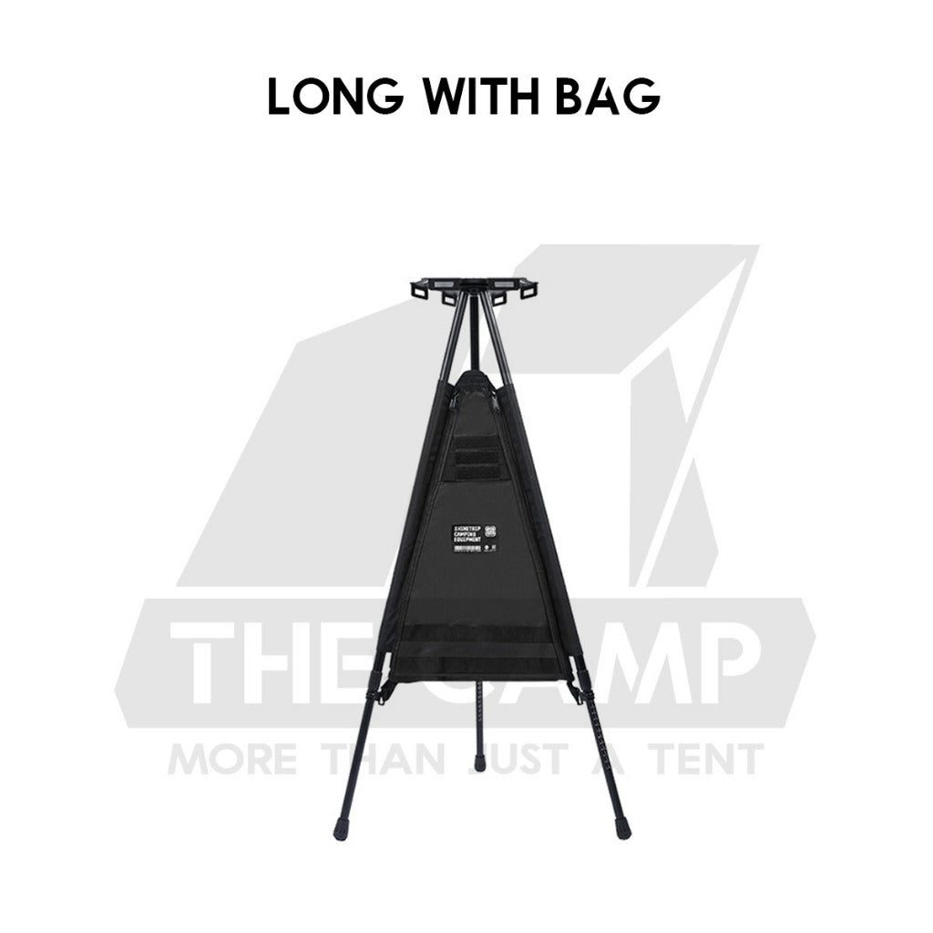 Shinetrip Triangle Stand Side Coffee Table Rack with Bag Mesh Adjustable Height Lamp Pole Outdoor Camping