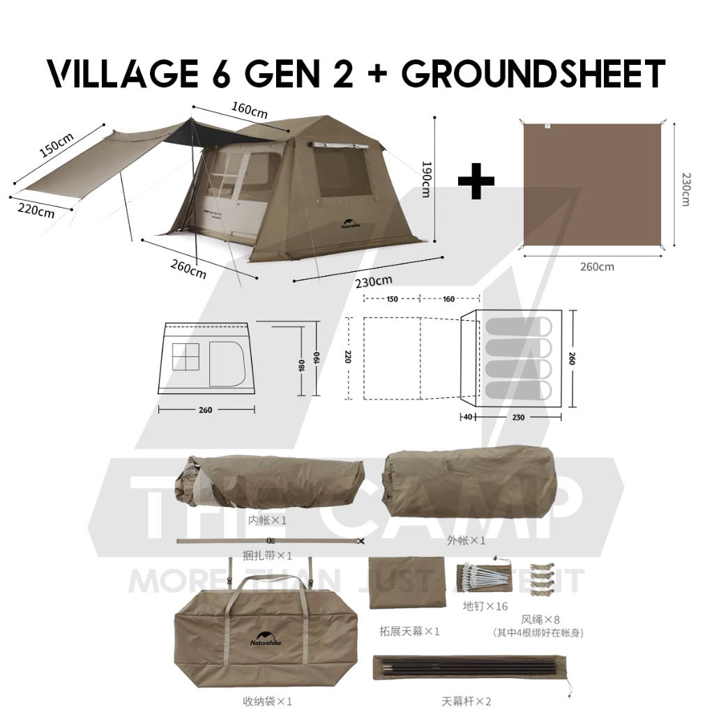 Naturehike Village 5 / 6 Flagship Automatic Tent With Flysheet Outdoor Camping Ultimate CNK2300ZP021 CNK2300ZP022