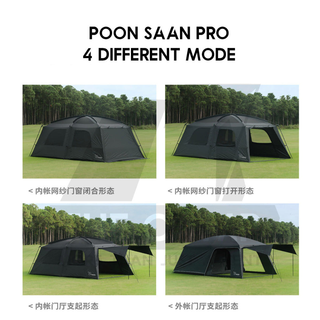 Vidalido Poon Saan Tent Outdoor Camping Two Rooms Three Living Hall Room Manual Tent Black Large & Medium