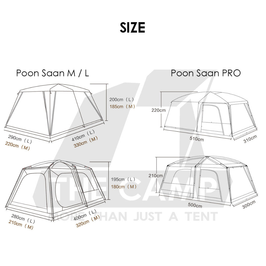 Vidalido Poon Saan Tent Outdoor Camping Two Rooms Three Living Hall Room Manual Tent Black Large & Medium