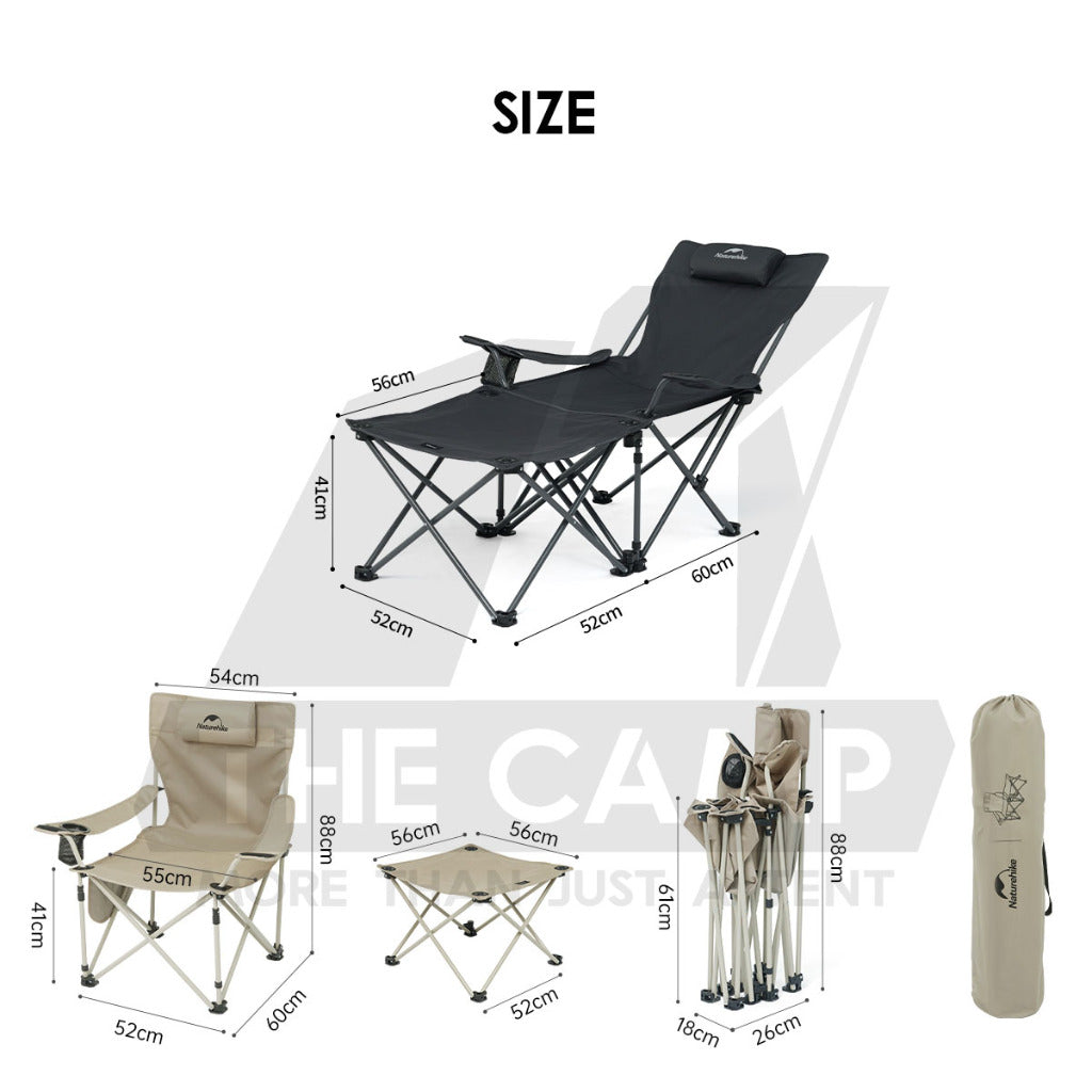 Naturehike Detachable 2 In 1 Lounge Chair T05J Recliner With Table Outdoor Camping Foot Rest Reclining CNK2350JJ011