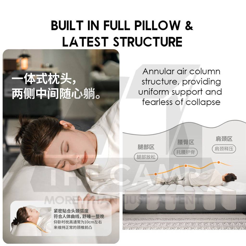 Naturehike Inflatable Air Bed 25cm Built In Pillow with Pump Mattress Single Double Triple King Tilam Angin CNK2450WS040
