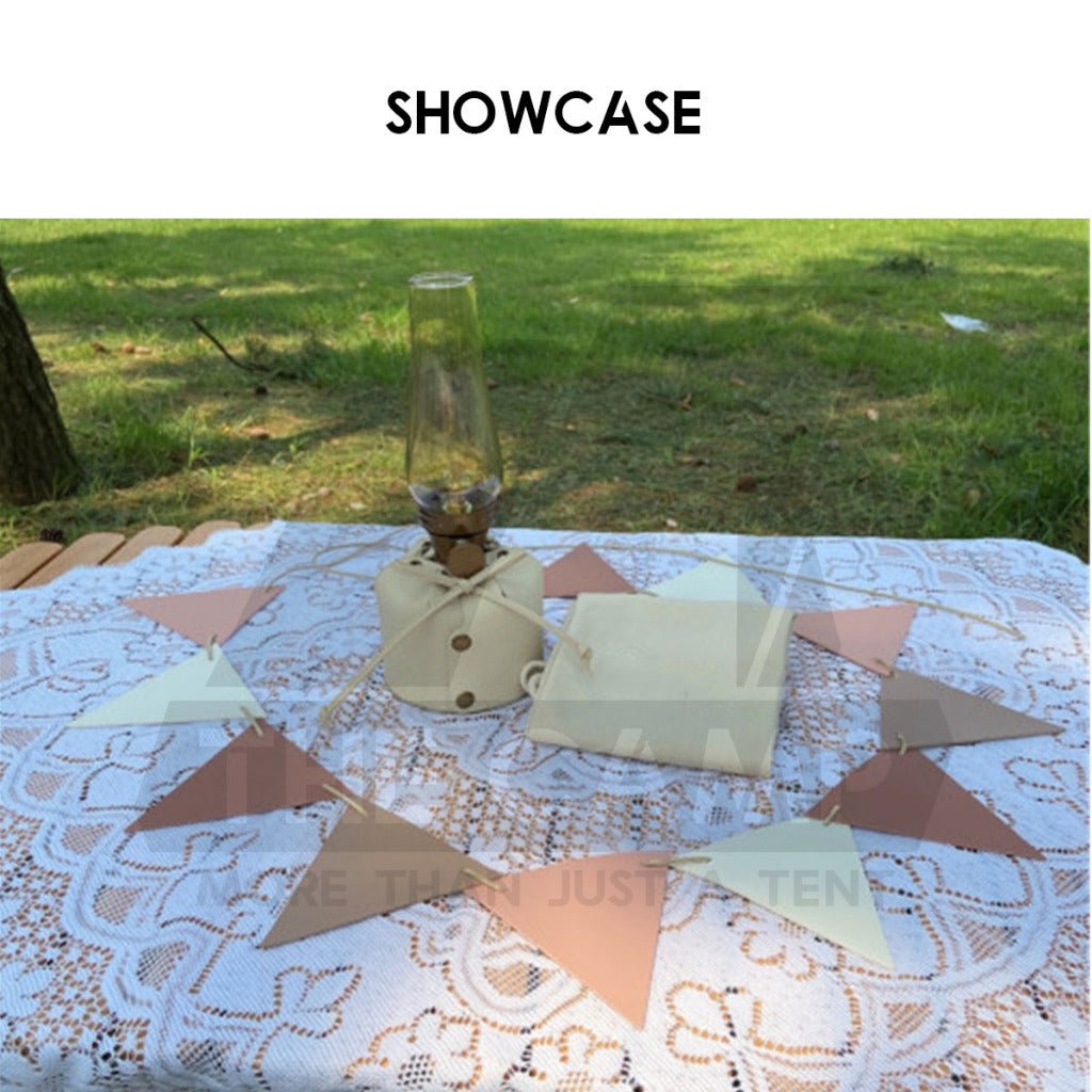 Outdoor Camping Flag PU Leather Decoration Tent Khemah Deco Triangle Equipment Flags Nail Rope Bag Pole Hanging Strap Pi