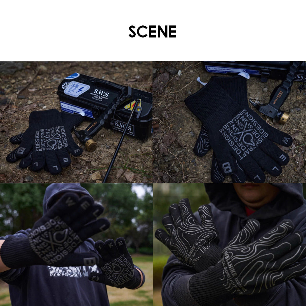 Wellhike SWS Tactical Glove Fire Heat Resistance Black Outdoor Camping Flame Retardant Heat Insulation